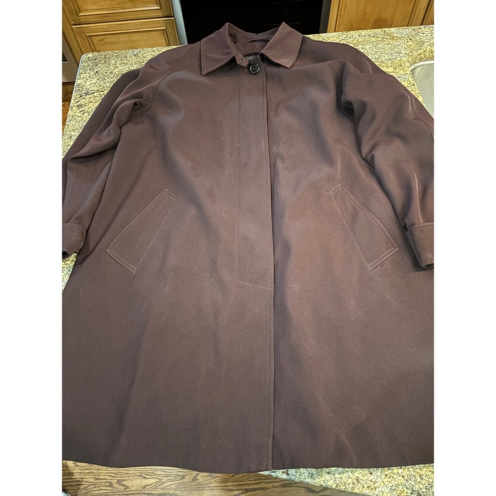 Vintage Jacqueline Ferrar XL Womens Purple Wine Trench Coat Classic Outerwear